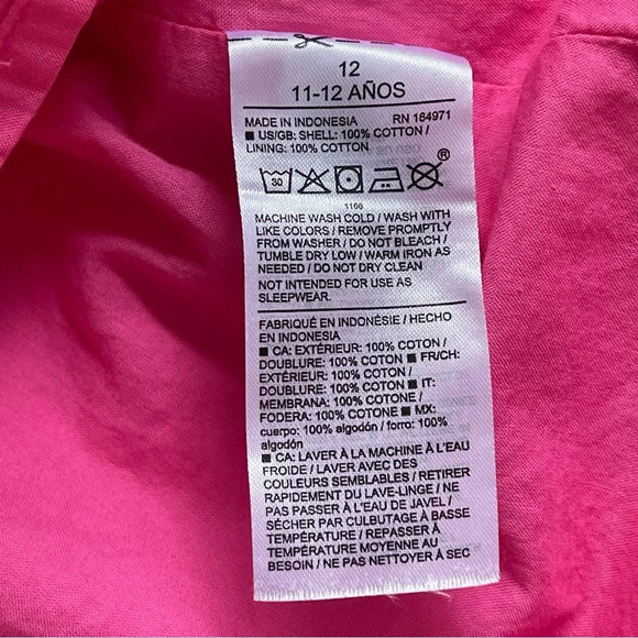 Janie and Jack TROPICAL PALM SUNDRESS straps cotton white pink knee length SZ 12 - Picture 7 of 10